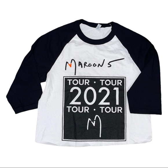 NWOT Maroon 5 Unisex White & Black Raglan Concert 2021 Shirt Size Medium - Picture 2 of 5